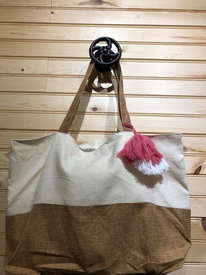 Tassel Jute Tote Bag - White