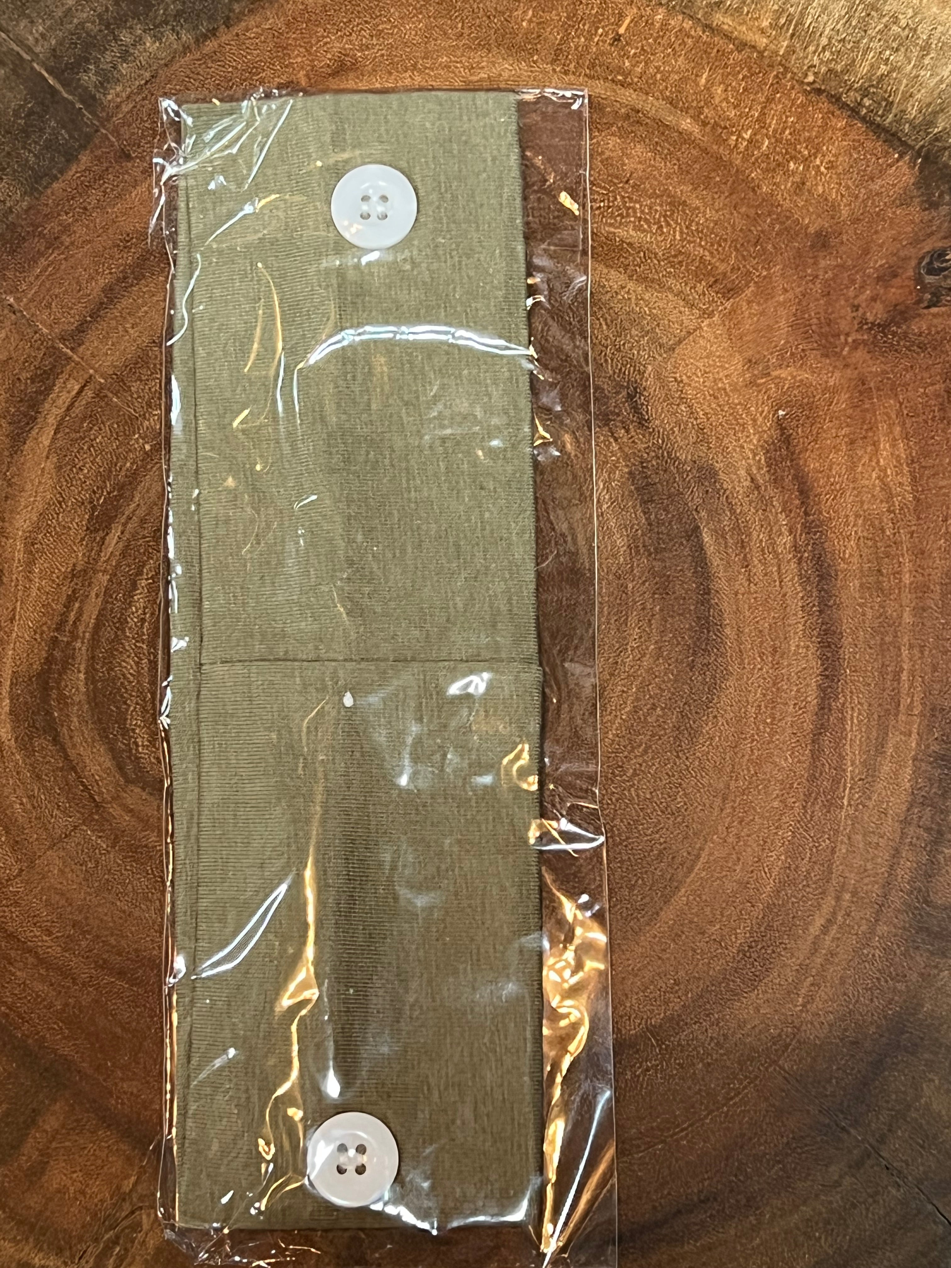 Headband with Buttons. - Olive Green