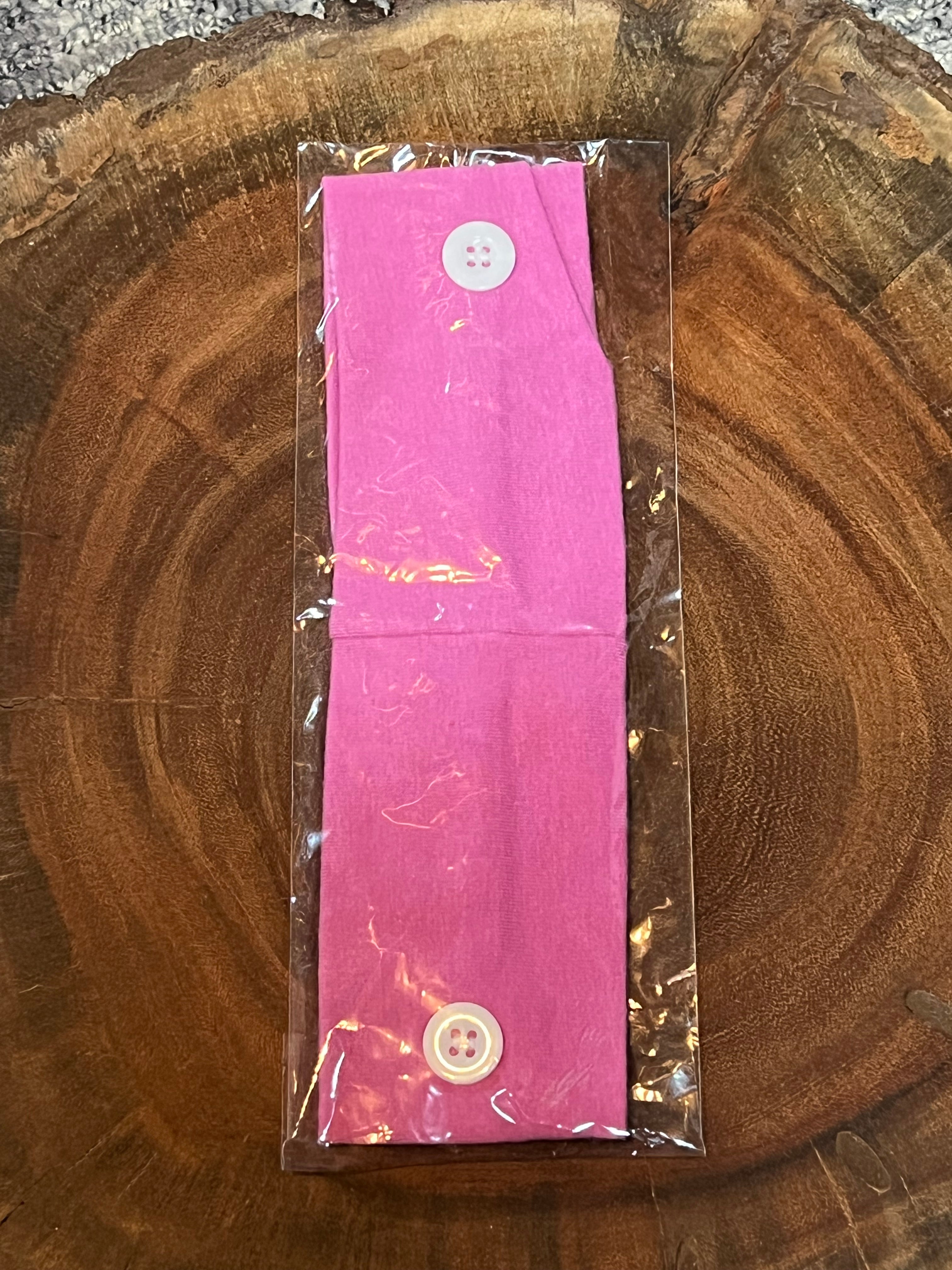 Headband with Buttons. - Medium Pink