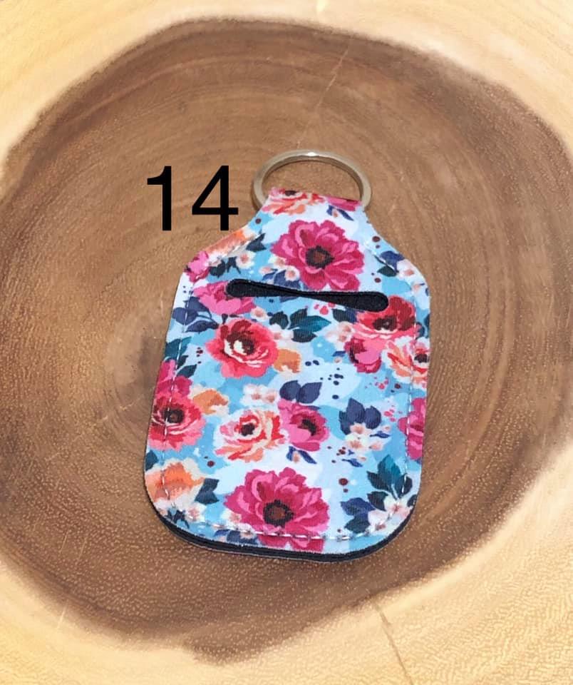 Neoprene Hand Sanitizer Keyring - #14 -Roses