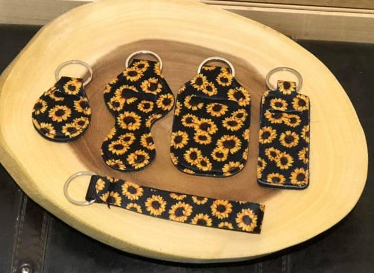 Neoprene Keyring Set - Sunflower (Black)