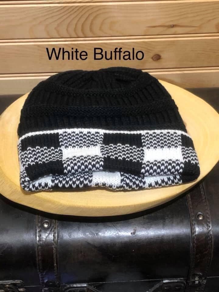 Adult Criss Cross Beanie - White Buffalo
