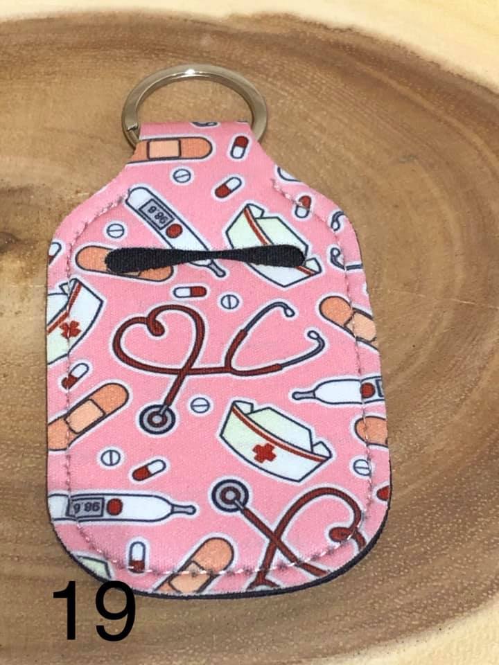 Neoprene Hand Sanitizer Keyring - #19 - Nurse (Pink)