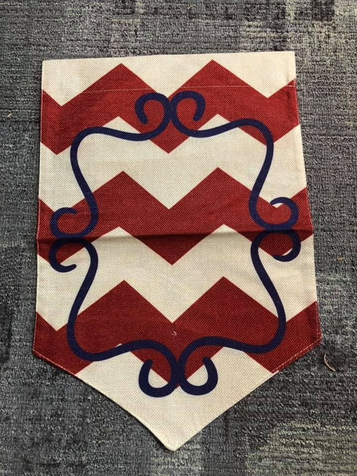 Garden Flag - Red Chevron Monogram Pennet