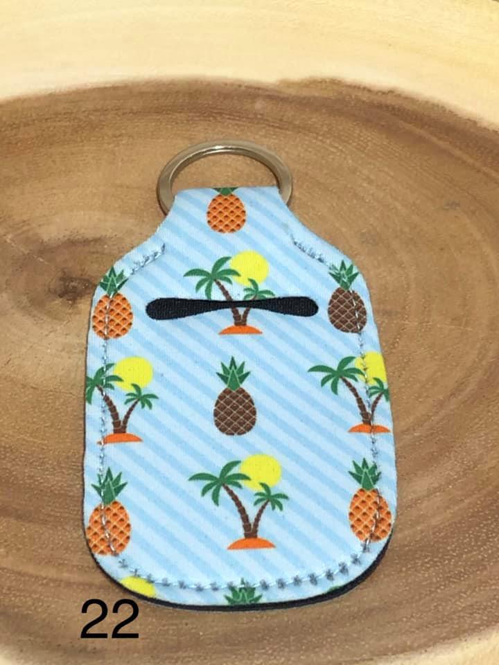 Neoprene Hand Sanitizer Keyring - #22 - Pineapple and Palm Tree