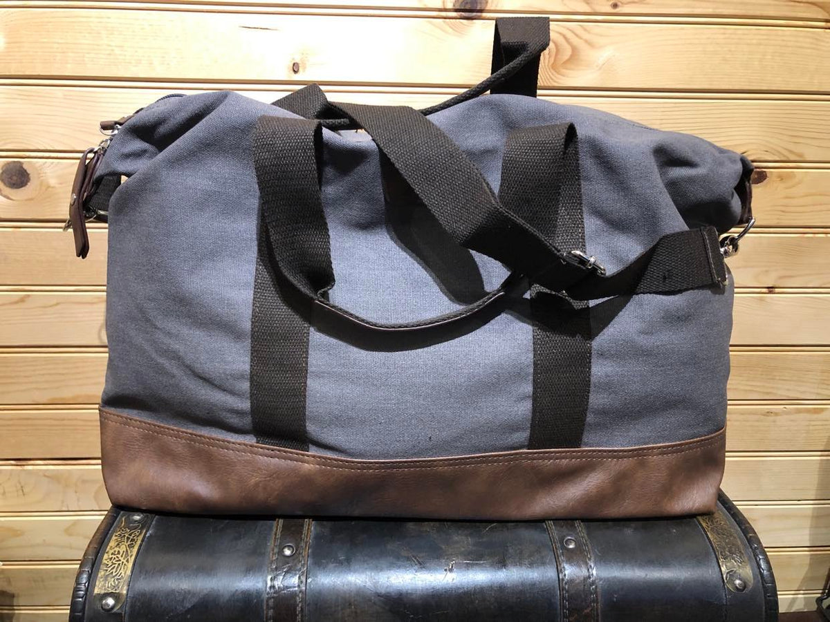 Leather Canvas Duffel Bag Steel Gray (TB-79) – Canada Leather Store