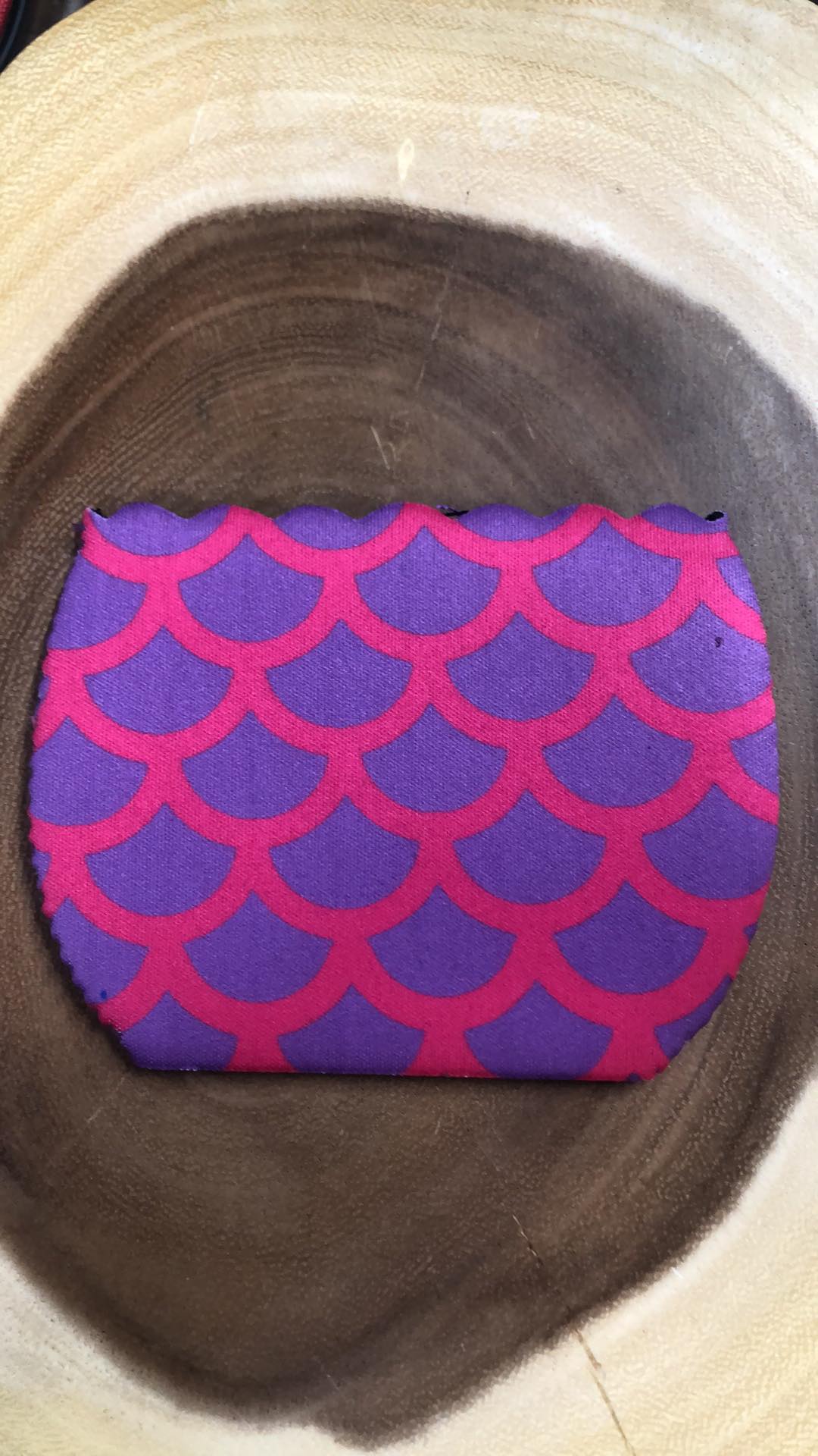 Wine Glass Sleeve -Purple/Hot Pink Mermaid Scale - Scallop top