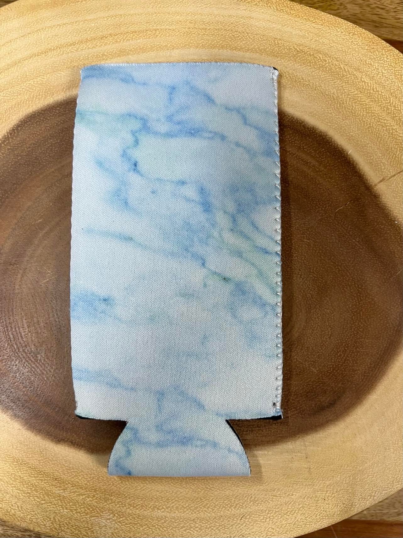 Tall Skinny Can Sleeve - Light Blue Marble