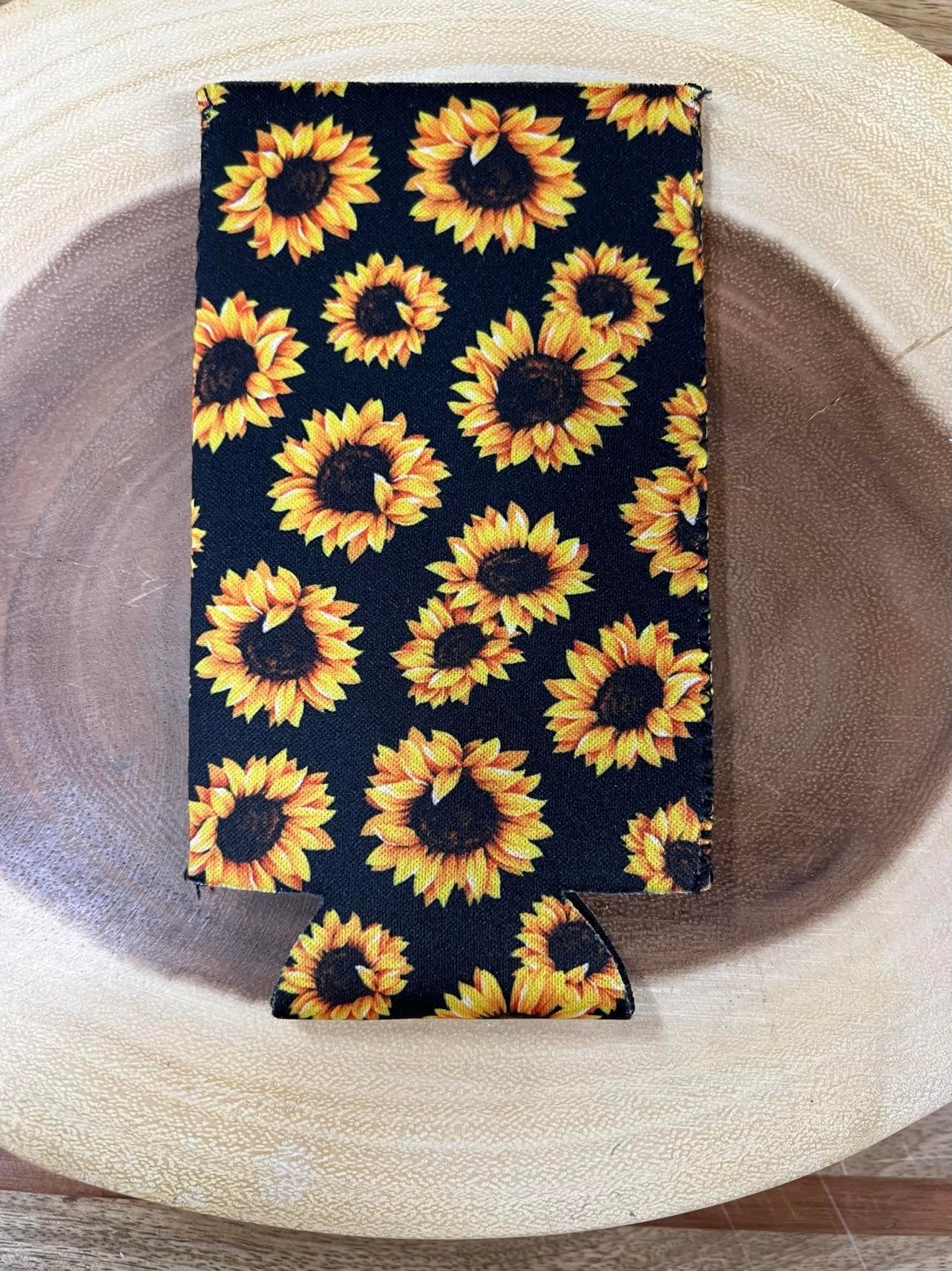 Tall Skinny Can Sleeve - Sunflower (Black Background)