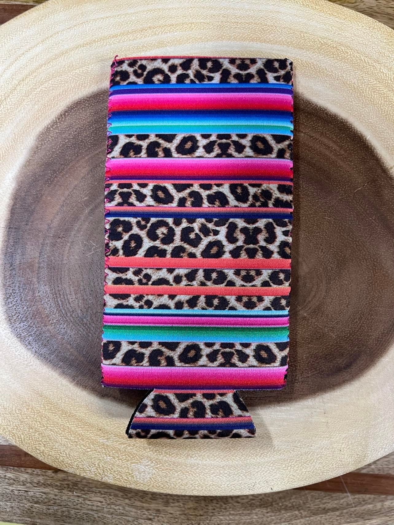 Tall Skinny Can Sleeve - Serape / Leopard