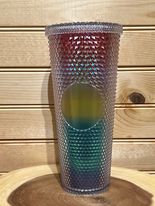24 oz Studded Plastic Tumblers - Original A13 - Rainbow Orange/Gold/Teal/Purple
