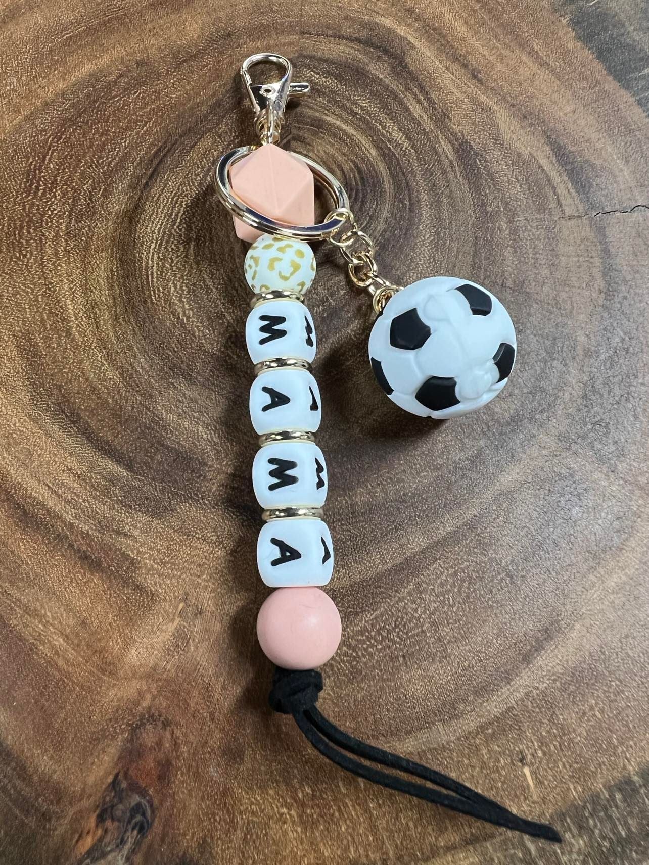 Soccer ball Mama keyring with Soccer ball Ball.