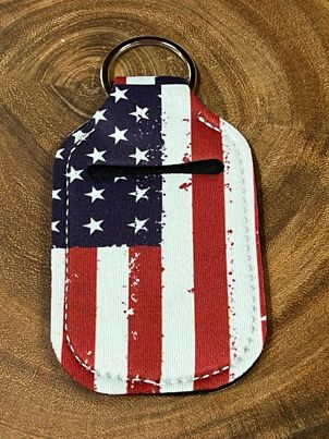 Neoprene Hand Sanitizer Keyring - #28 - American Flag
