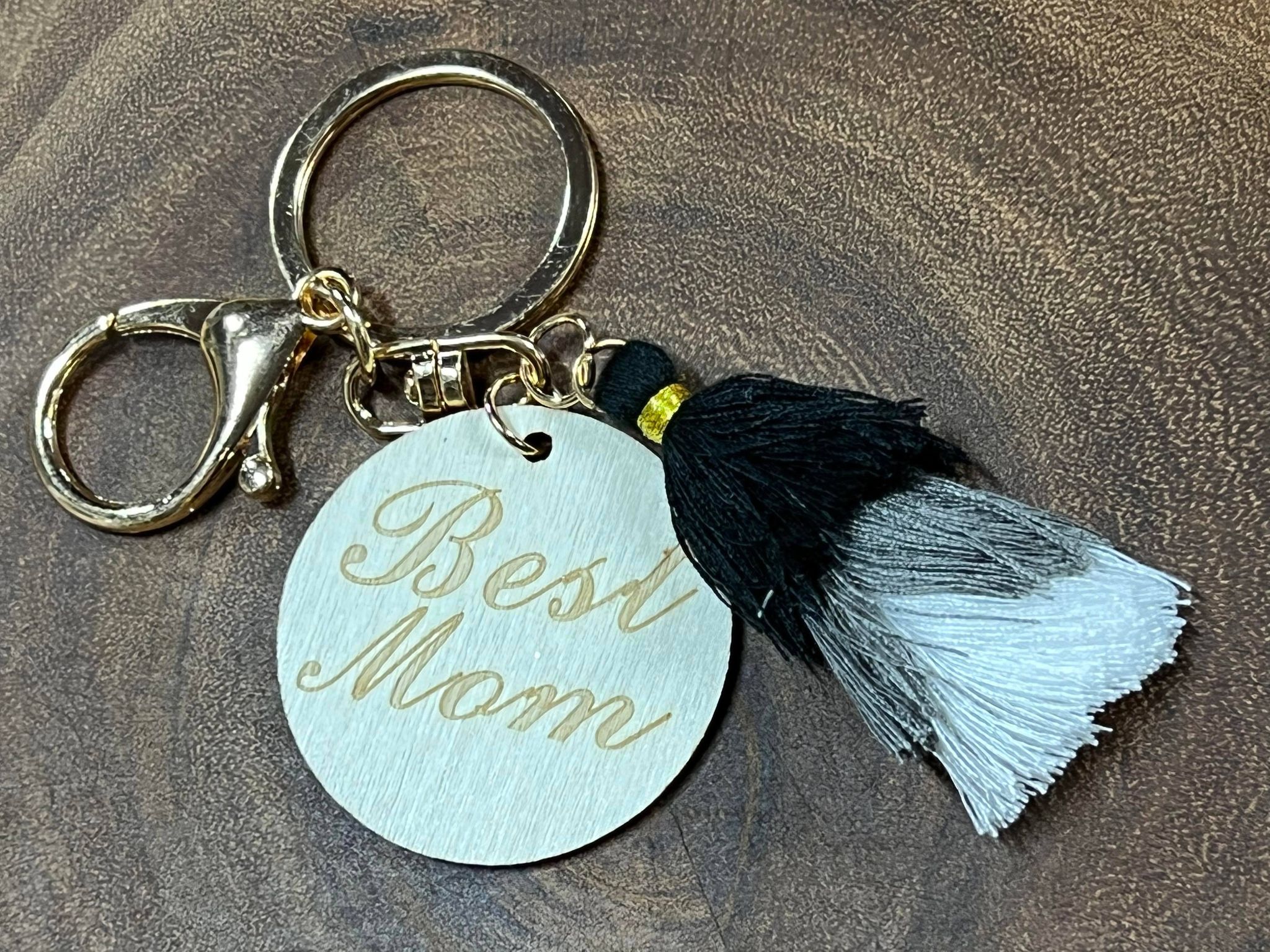 Best Mom Keyring with Black Tassel