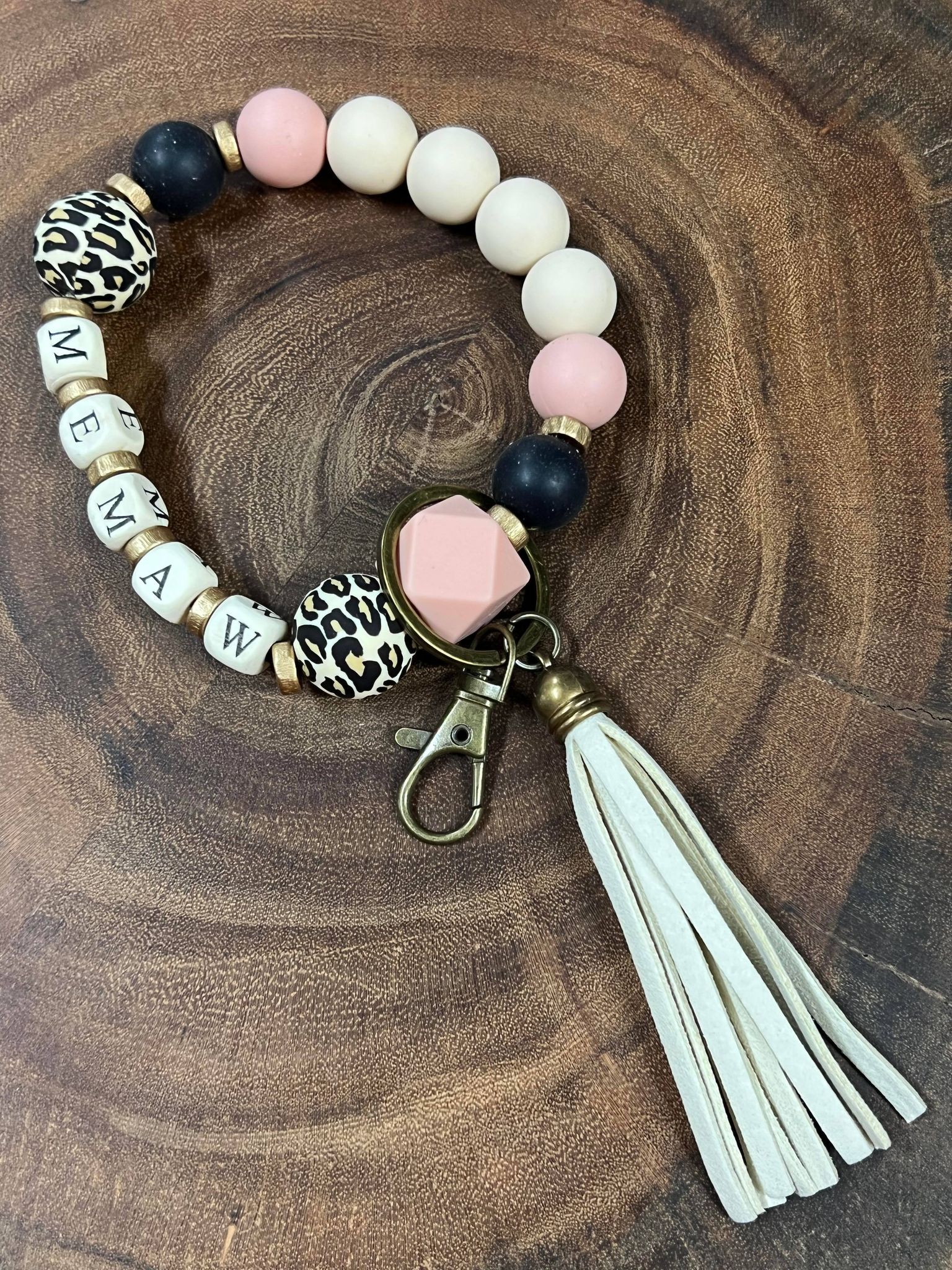 MEMAW Silicone Bead Bracelet Keyring