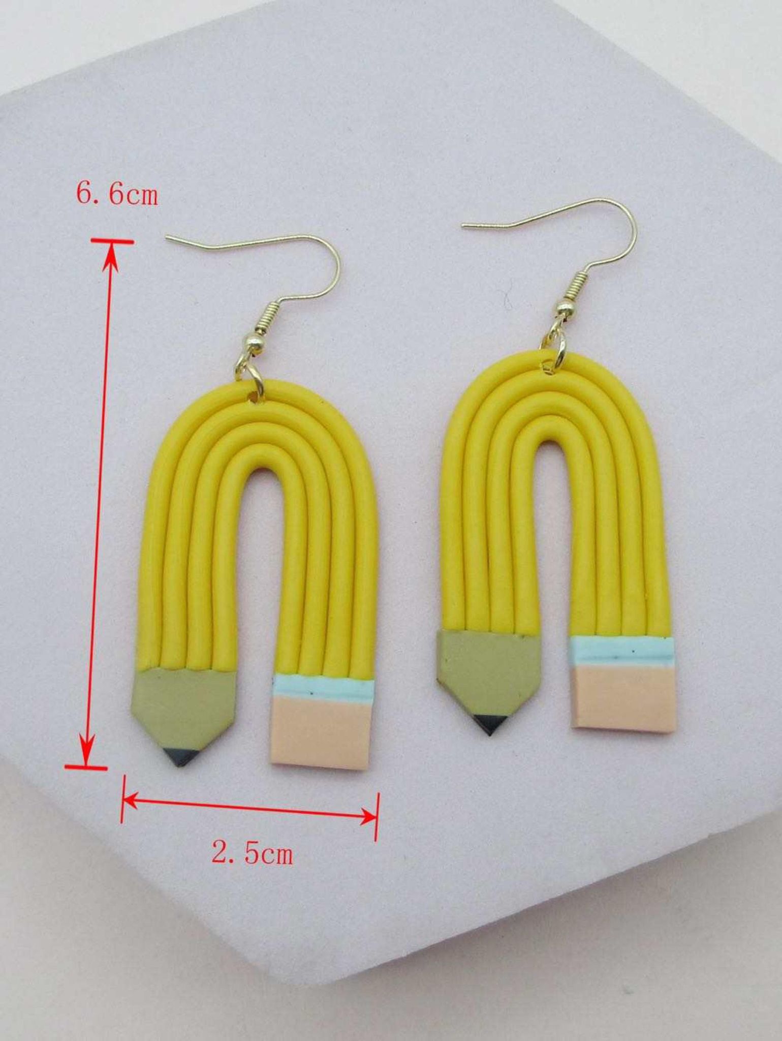 Rainbow shape Pencil Earring - Yellow