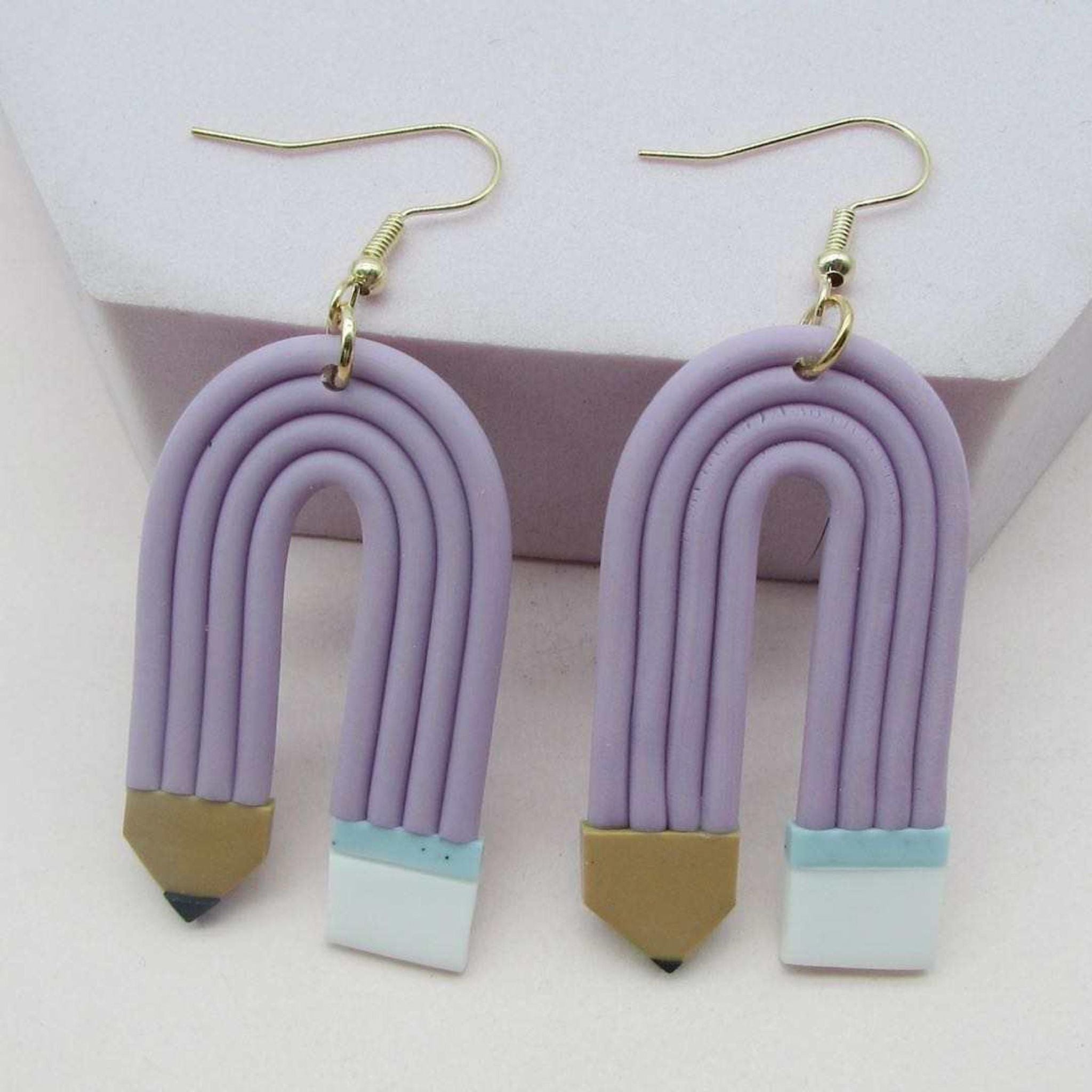 Rainbow shape Pencil Earring - Purple
