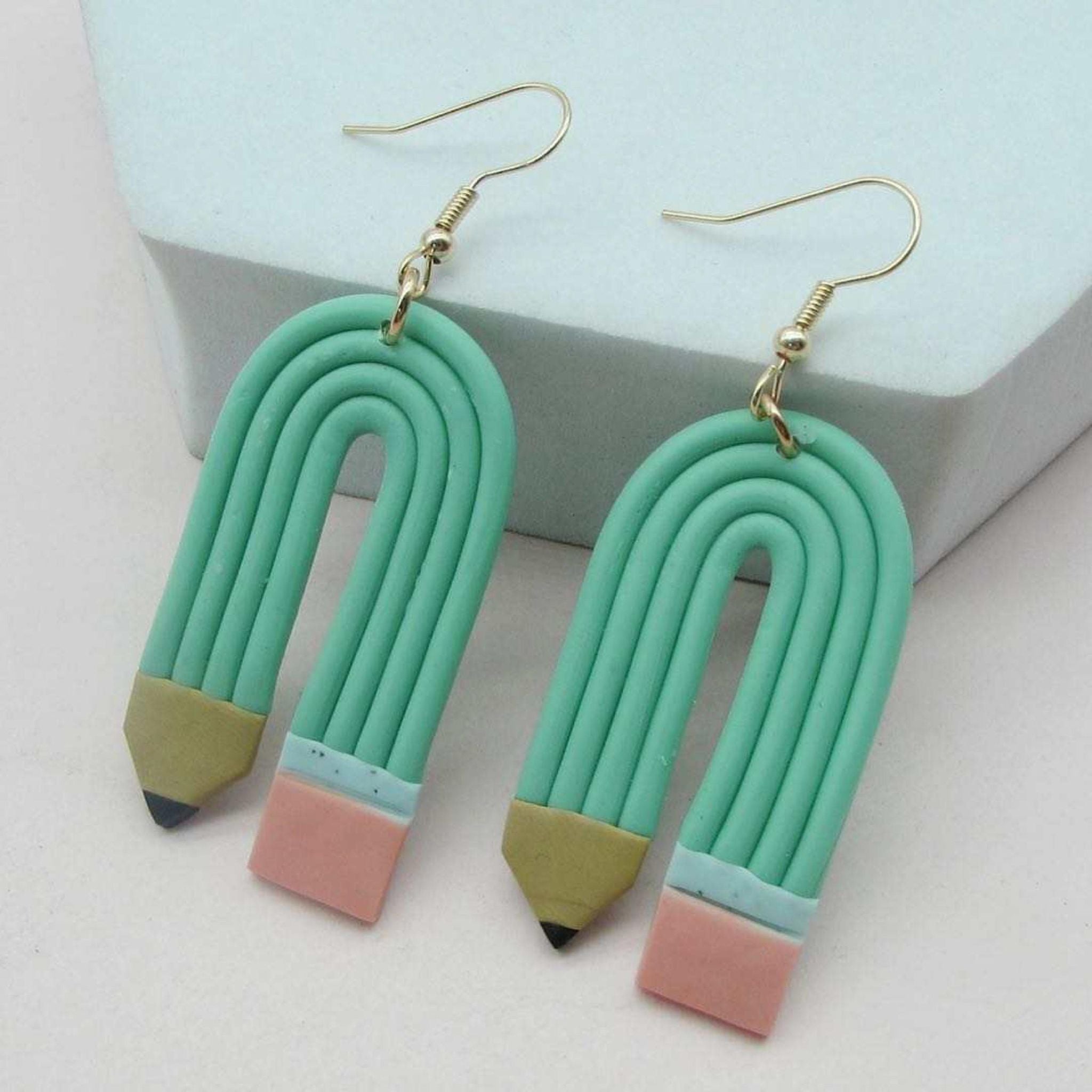 Rainbow shape Pencil Earring - Green