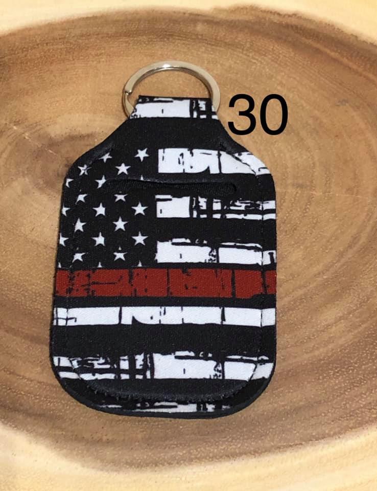 Neoprene Hand Sanitizer Keyring - #30 - Red Line