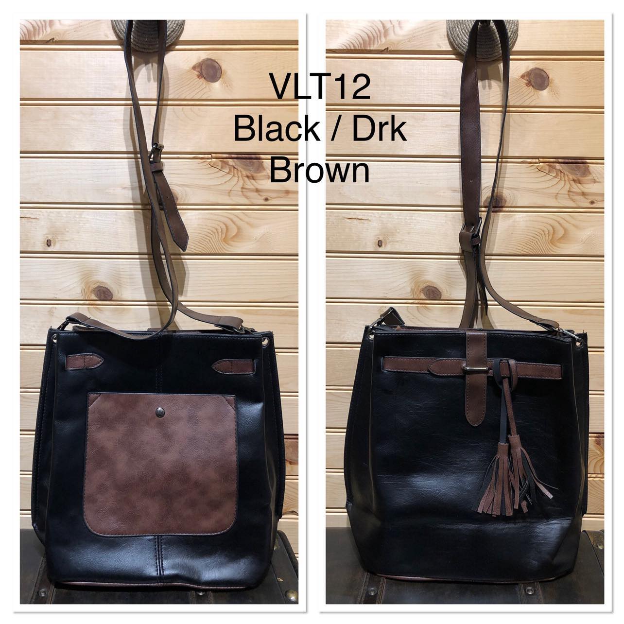 Duo Color Purse - Black / Dk Brown