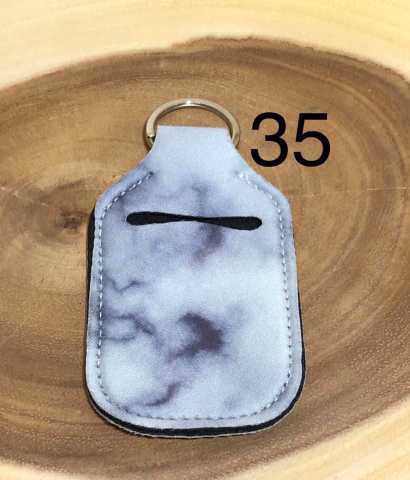 Neoprene Hand Sanitizer Keyring - #35 - White Marble