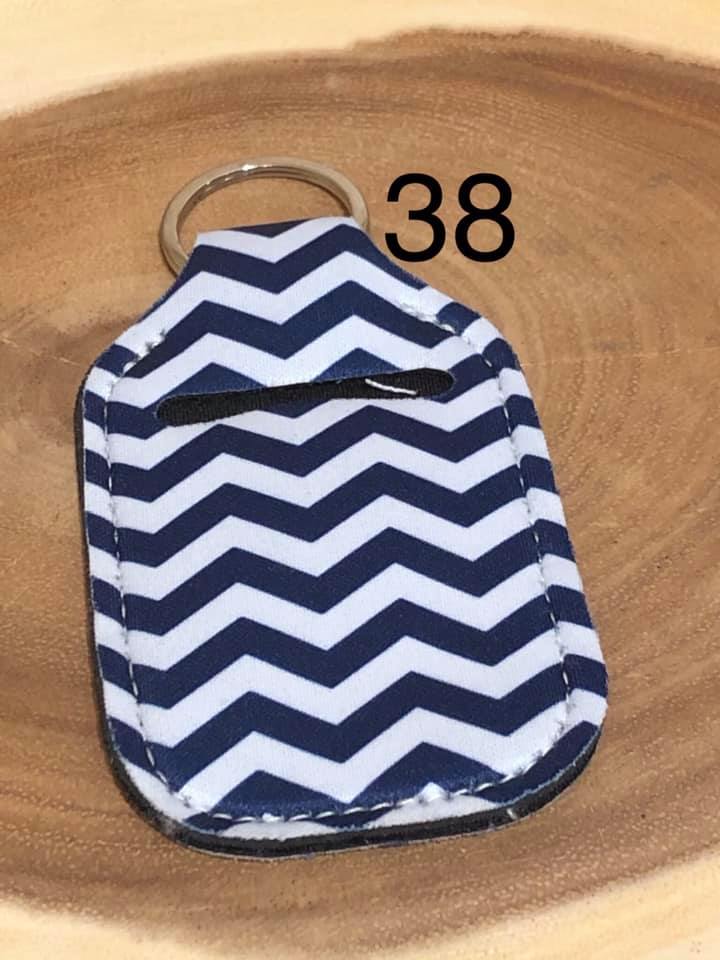 Neoprene Hand Sanitizer Keyring - #38 - Navy Chevron