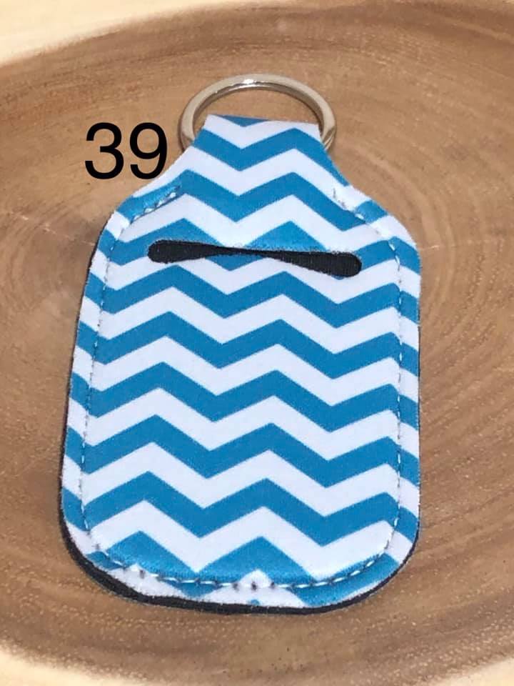 Neoprene Hand Sanitizer Keyring - #39 - Teal Chevron