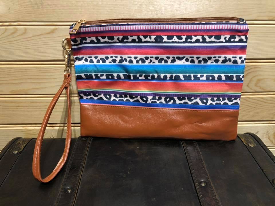 Leopard and Serape wristlet