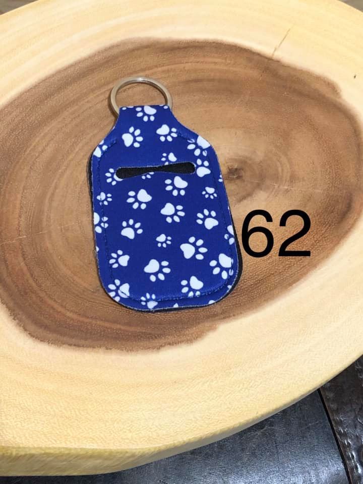 Neoprene Hand Sanitizer Keyring - #62 - Paws (Blue)