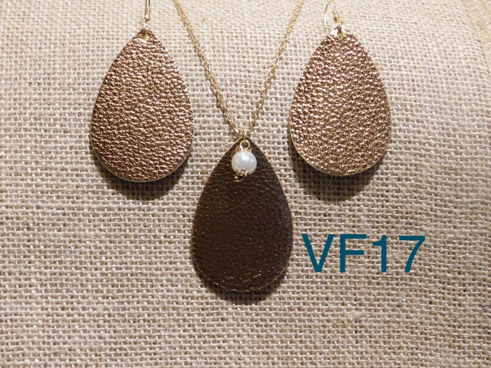 Vegan Leather Tear Drop Necklace - VL17