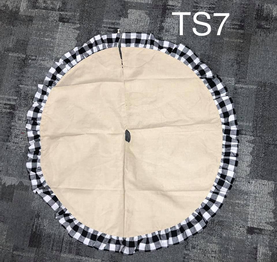 Tree Skirt - Faux Burlap with White Buffalo Ruffle