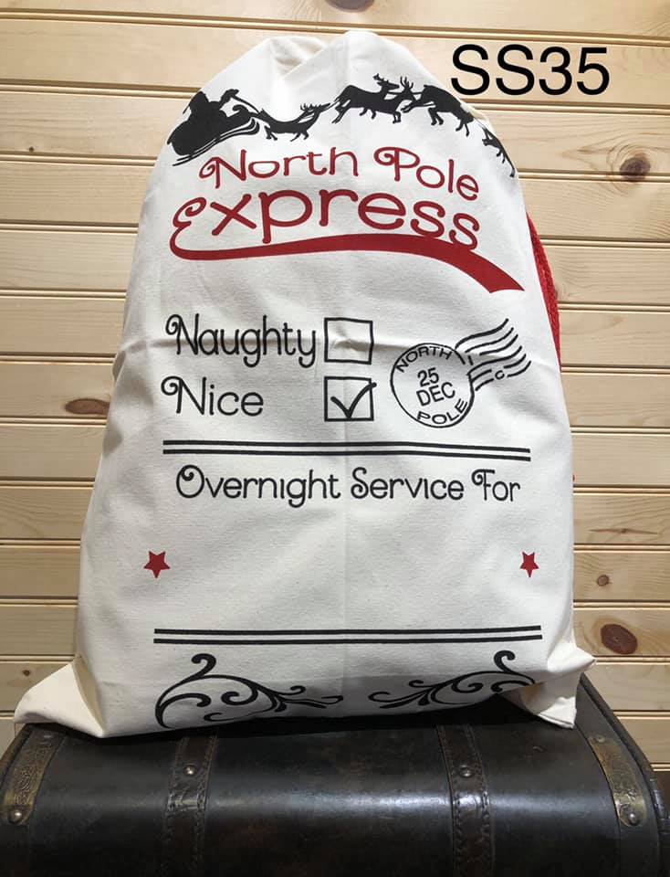 Santa Sack - SS35 - North Pole Express (White)