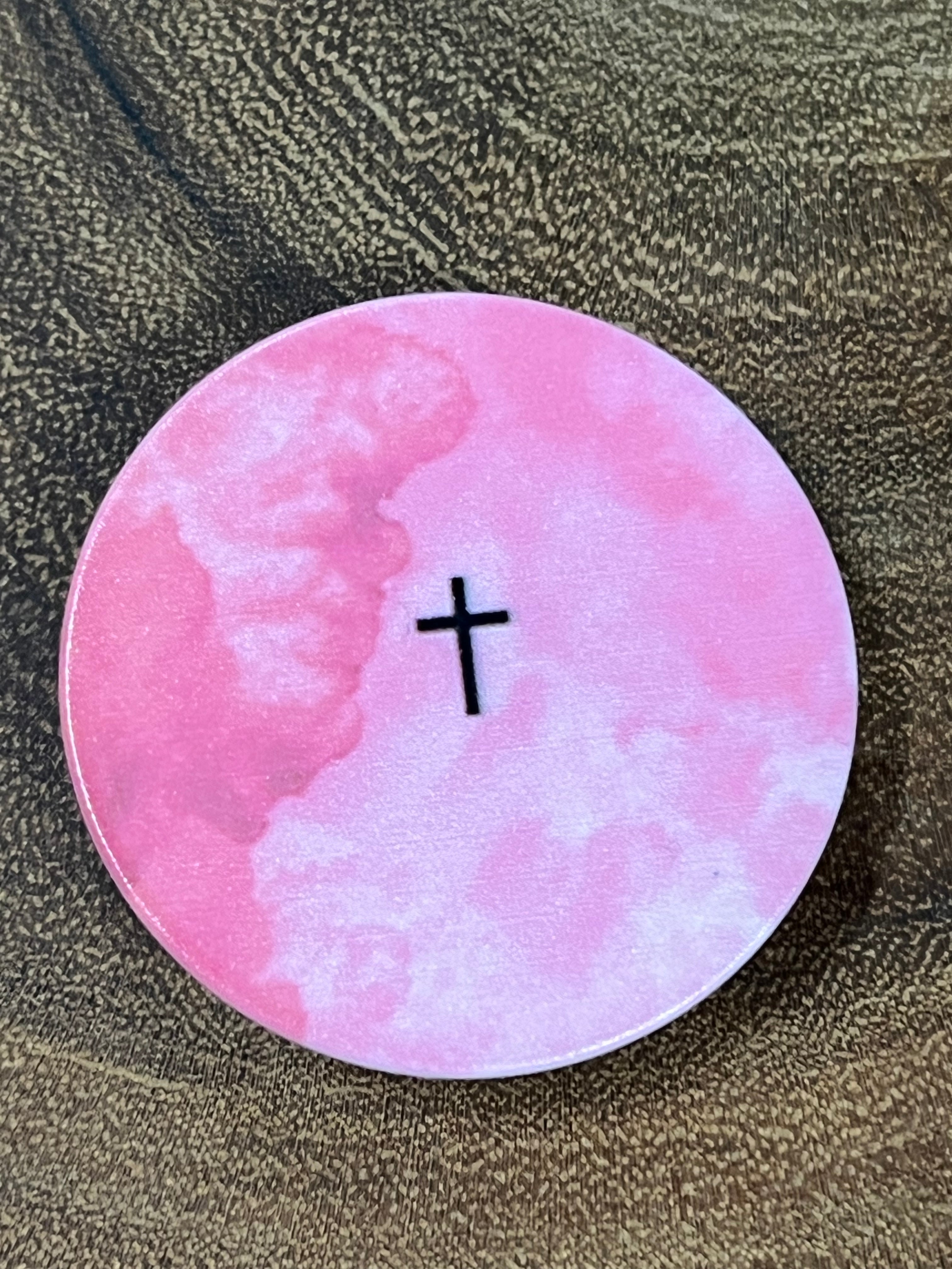 Phone Holder - A14 & C49 - Pink with Cross