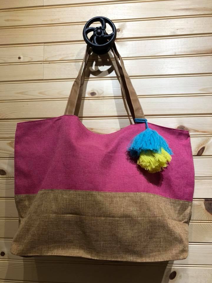 Missing Tassel Jute Tote Bag - Pink