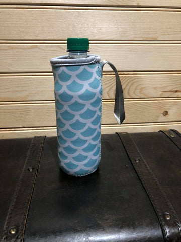 Neoprene Water Bottle Sleeve with Wrist Strap - Teal Mermaid