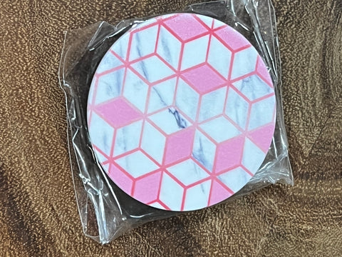 Phone Holder - C13 - Pink and White Box Grid