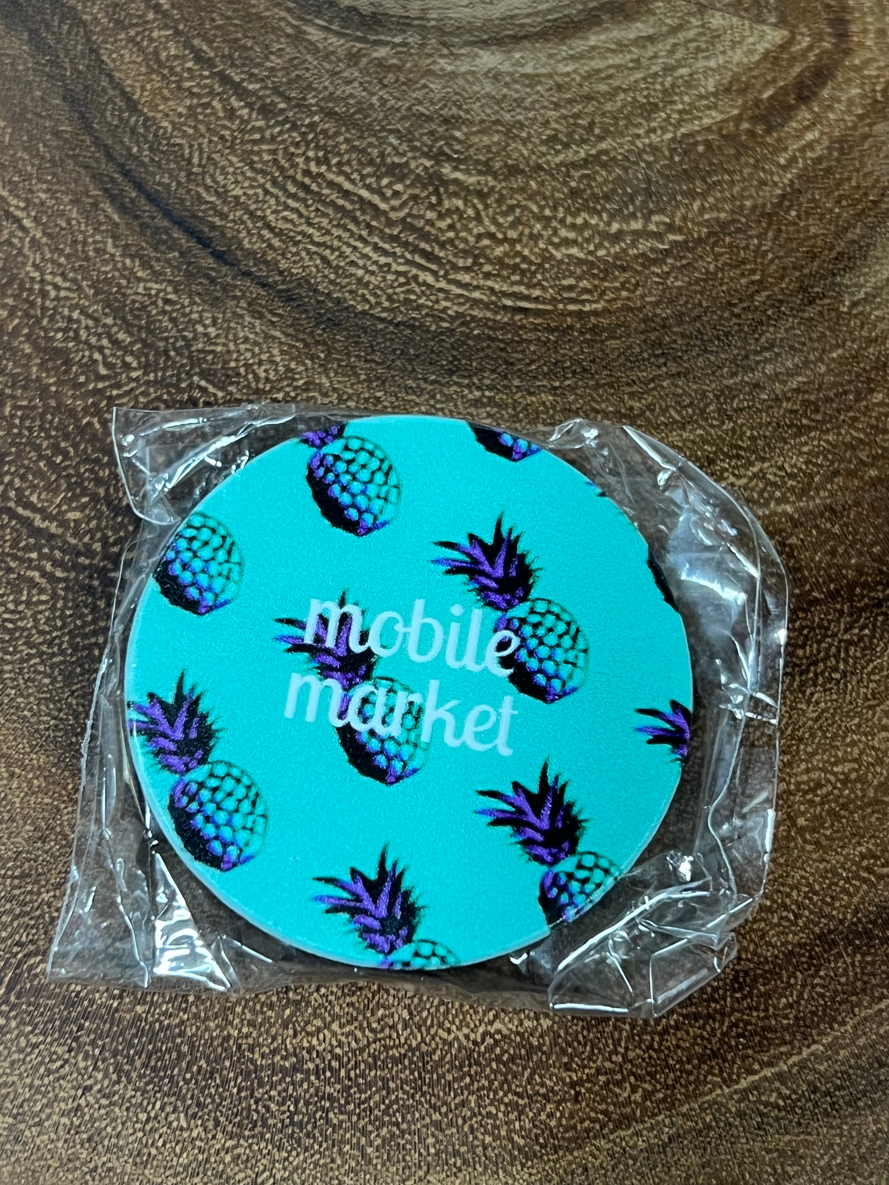 Phone Holder - #24 Teal with Pineapples - Mobile Market