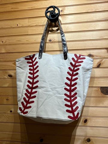 Sports Bag - Baseball (Natural White and Red Stitching) - Soft Canvas