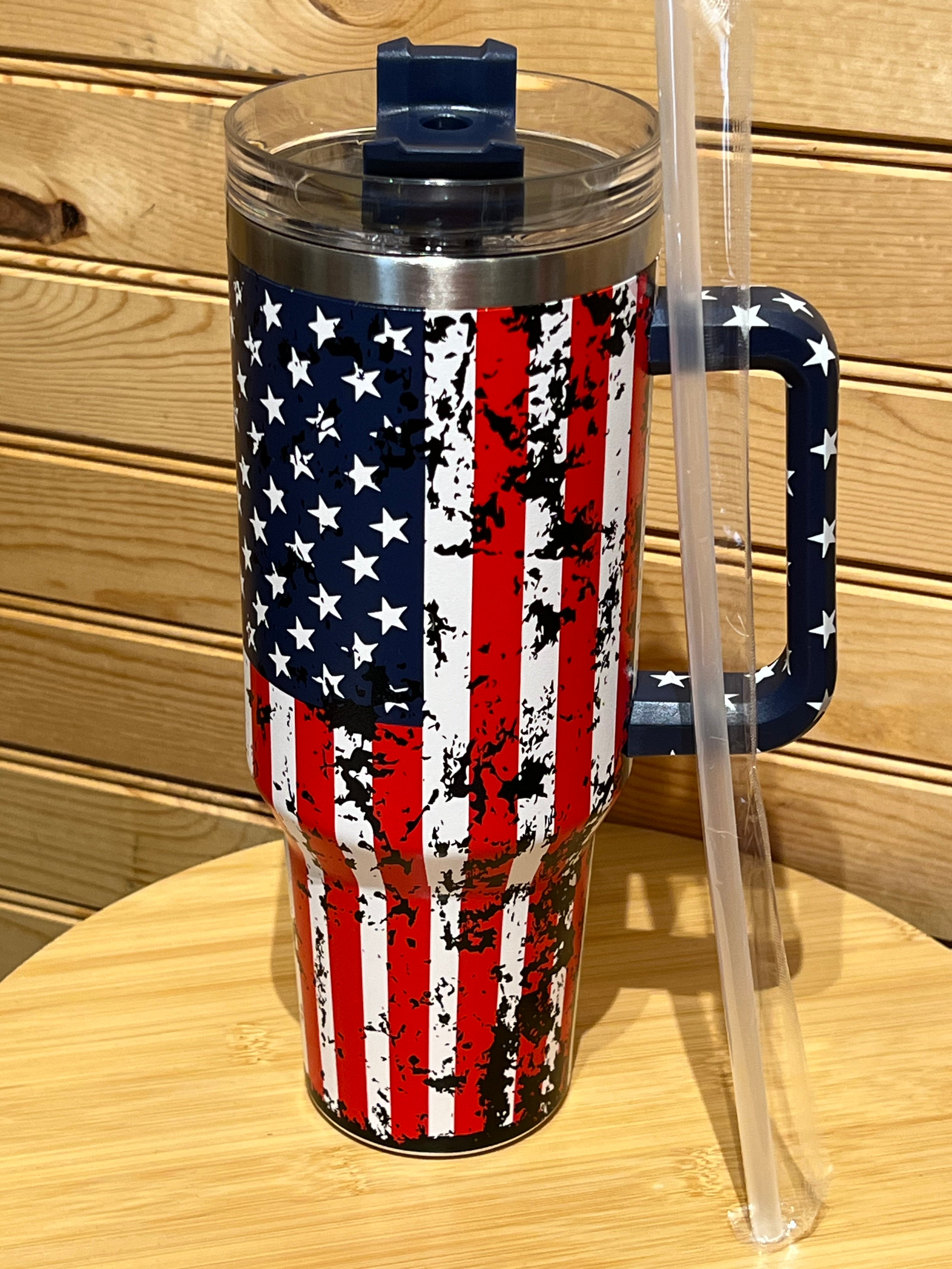 X Large Double Wall Handle Battle flown Flag Tumbler