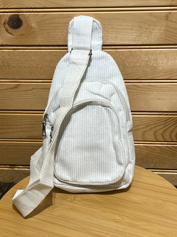 Corduroy Sling Bag #6 - White