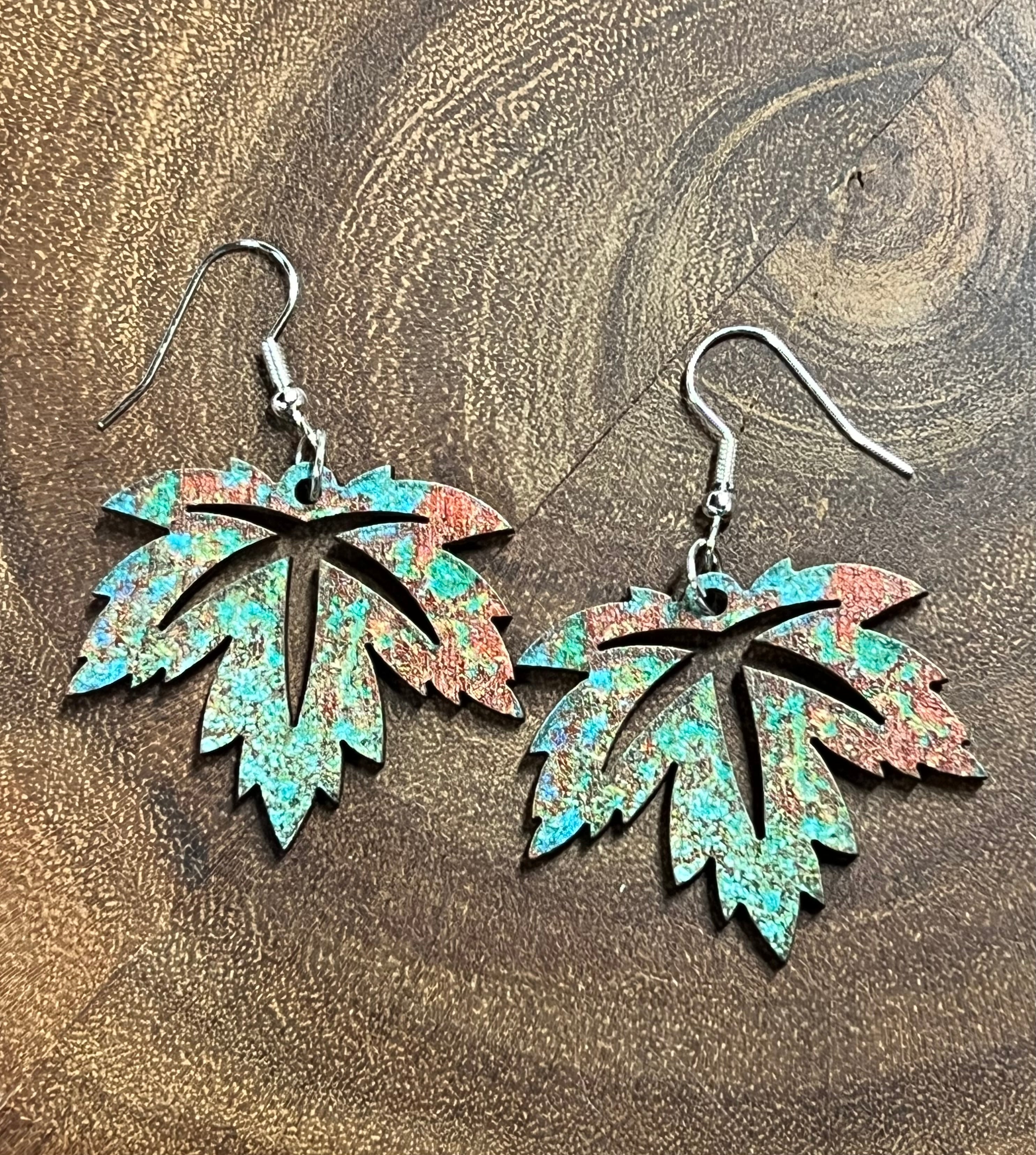 Wood Earring - Maple Leaf