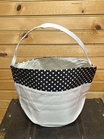 Halloween Basket - White with Black PolkaDot