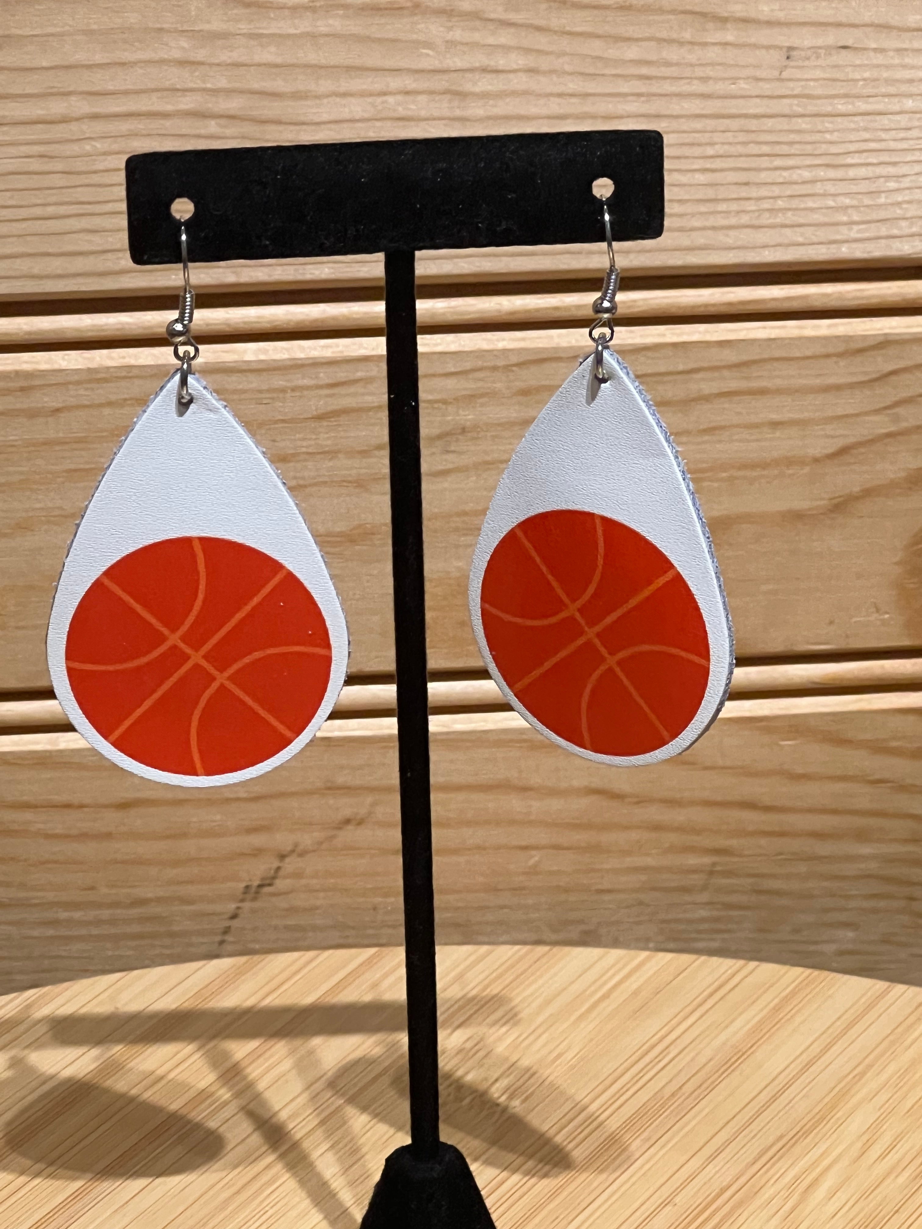 Leather Earring - Basketball