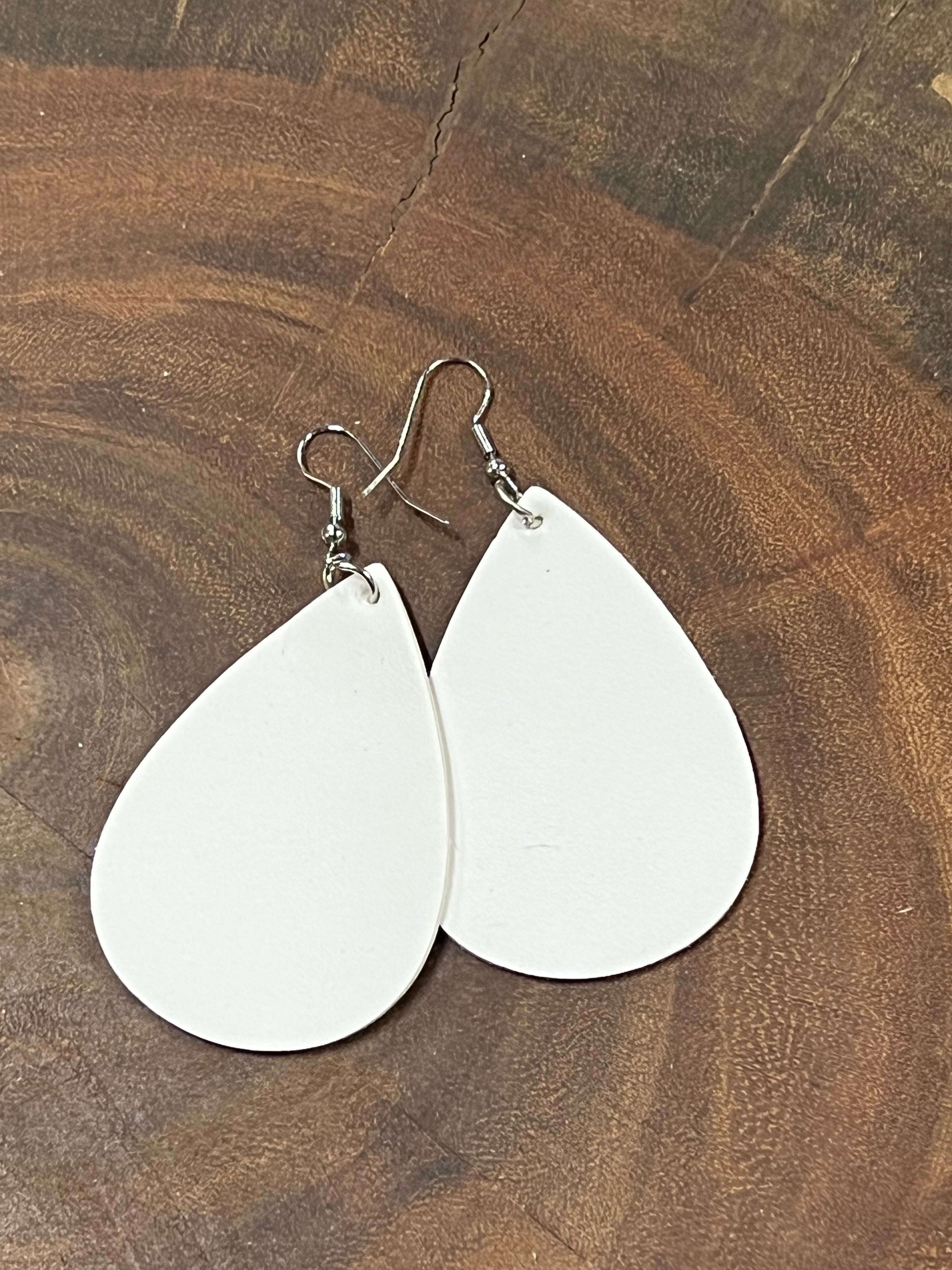 Vegan Leather Tear Drop Earring - White