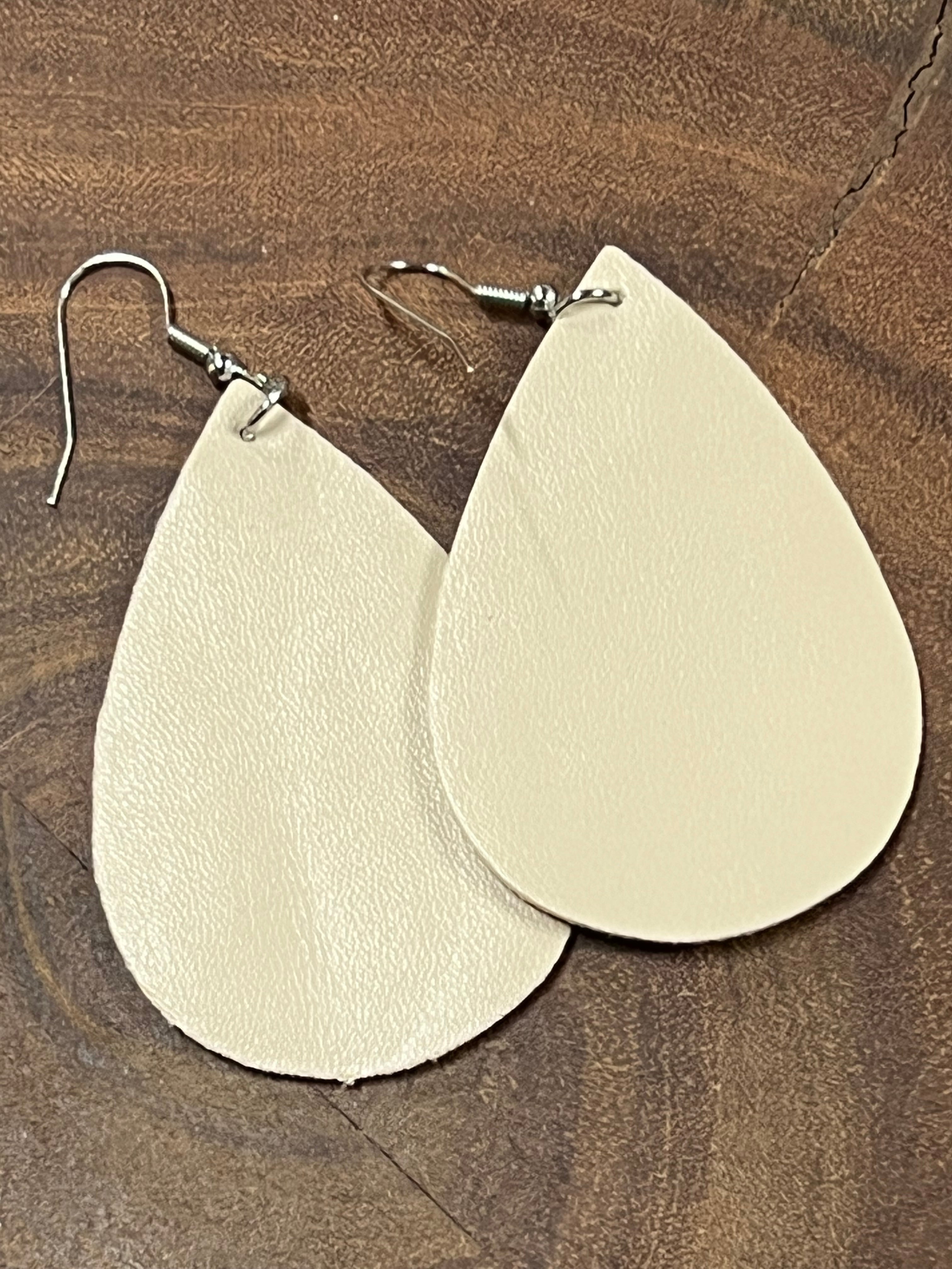 Vegan Leather Tear Drop Earring - Tan