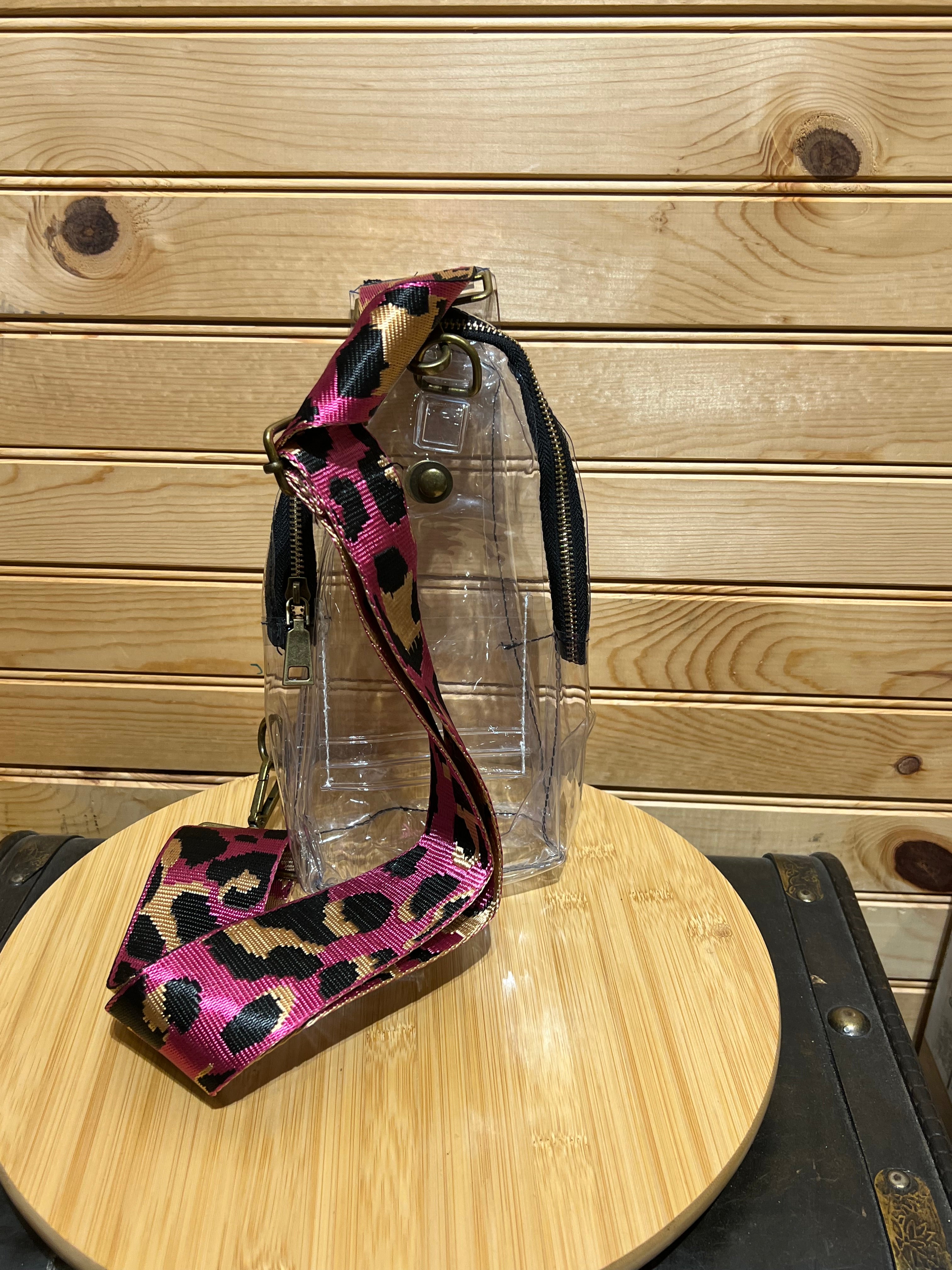 Clear Sling Bag - Hot Pink Leopard