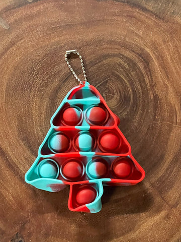 Pop Toy Keyring - Tree Teal and Red