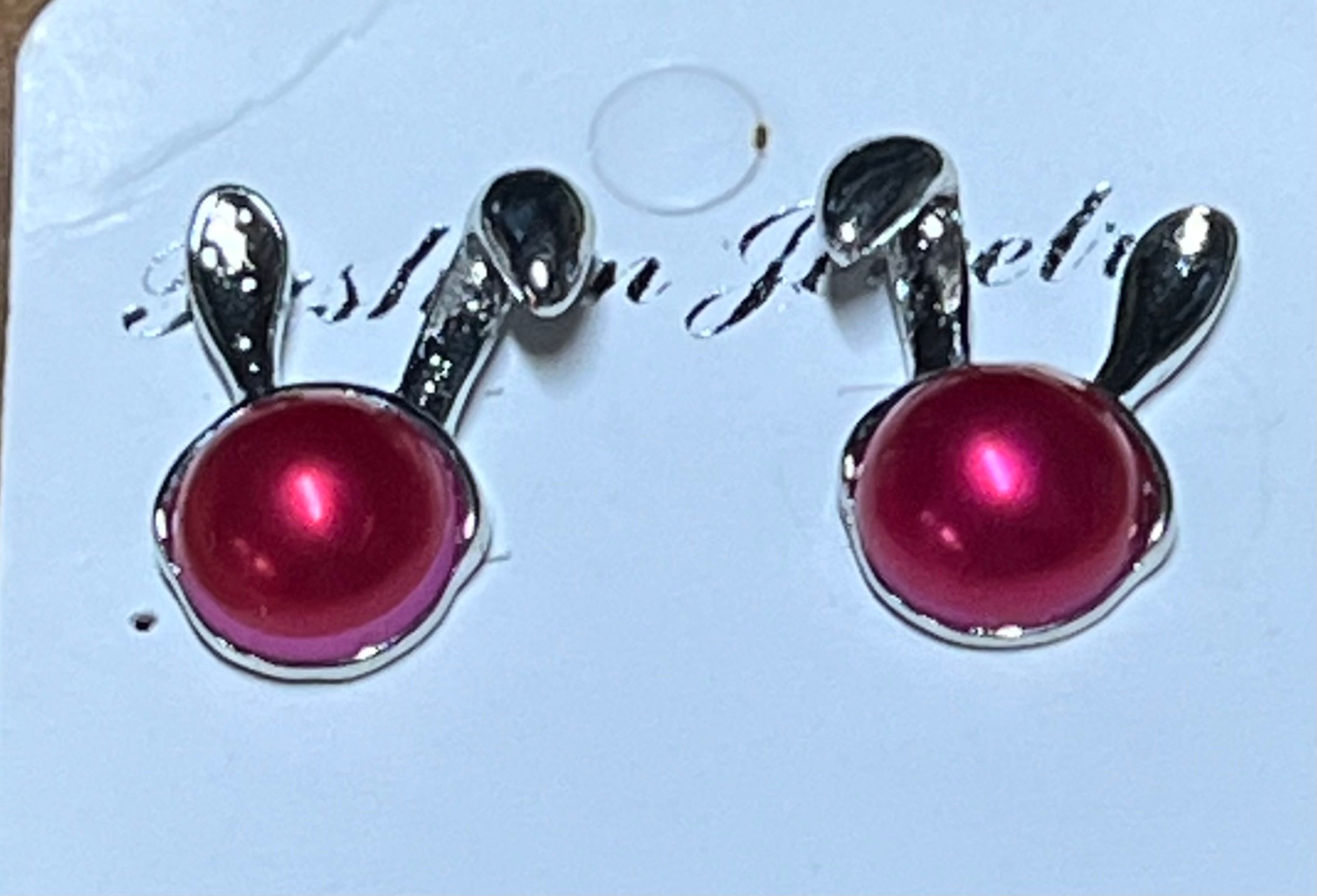 Bunny Earring - Red/Hot Pink