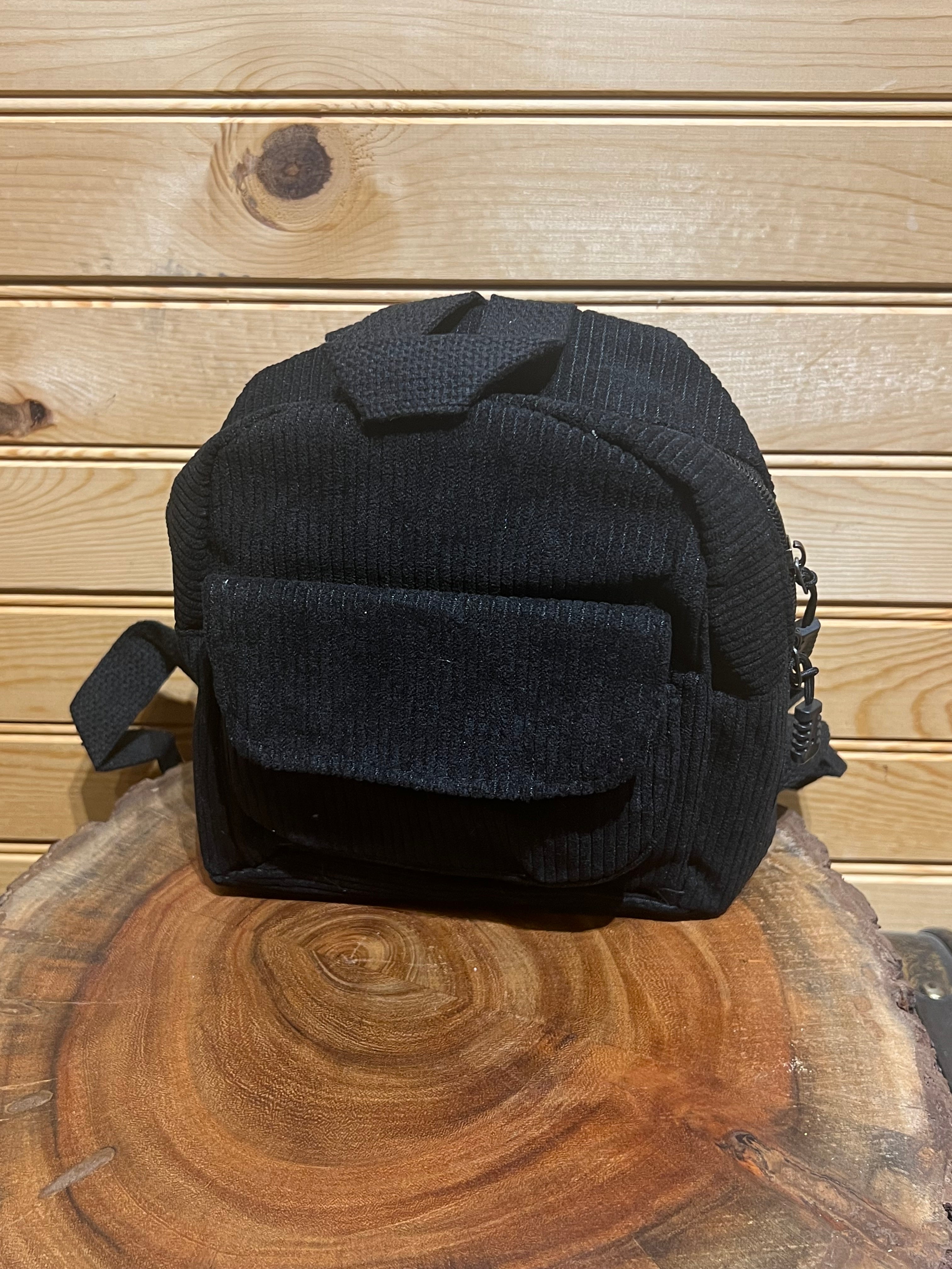 Small Corduroy Backpack - Black