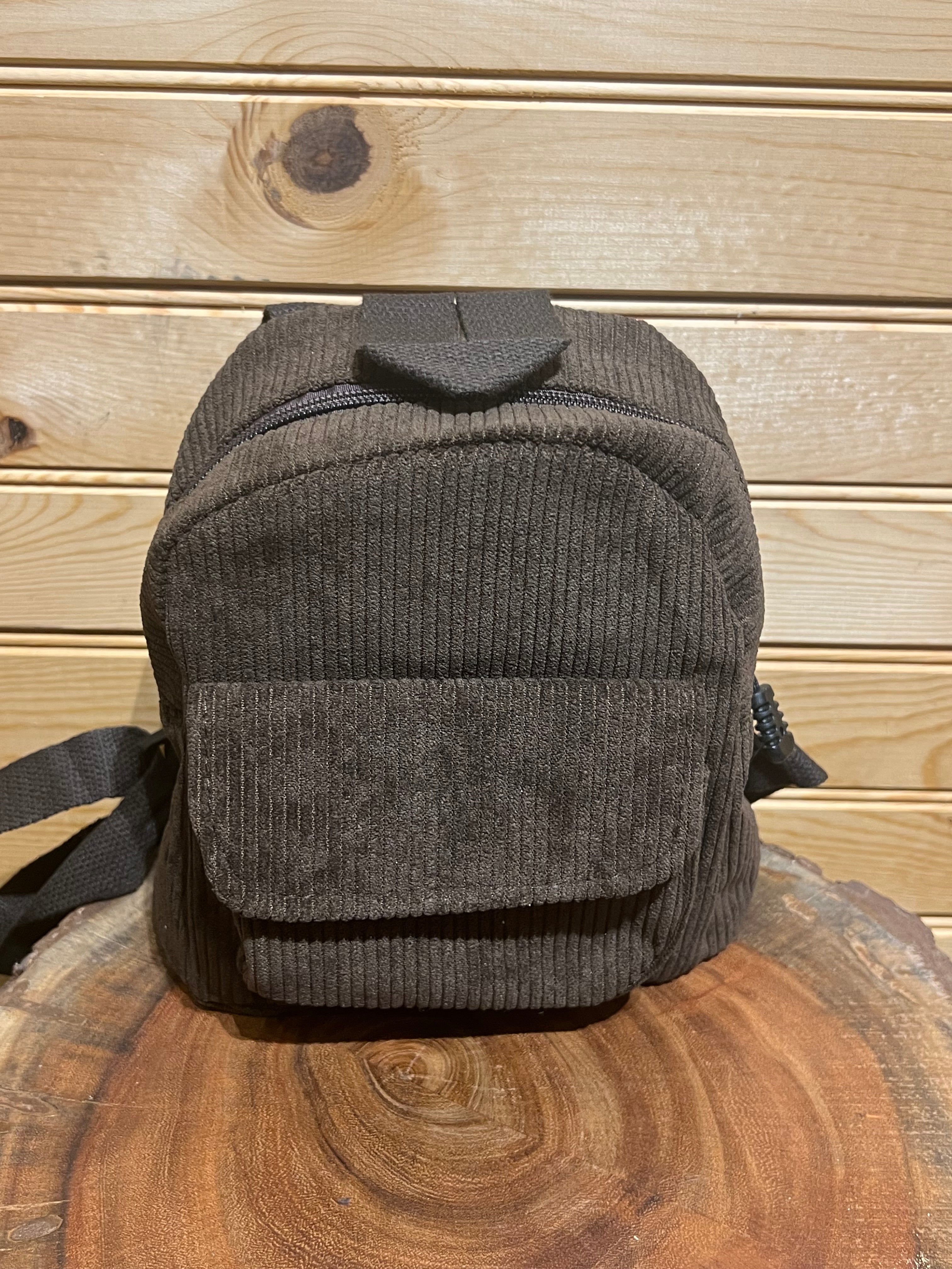 Small Corduroy Backpack - Brown